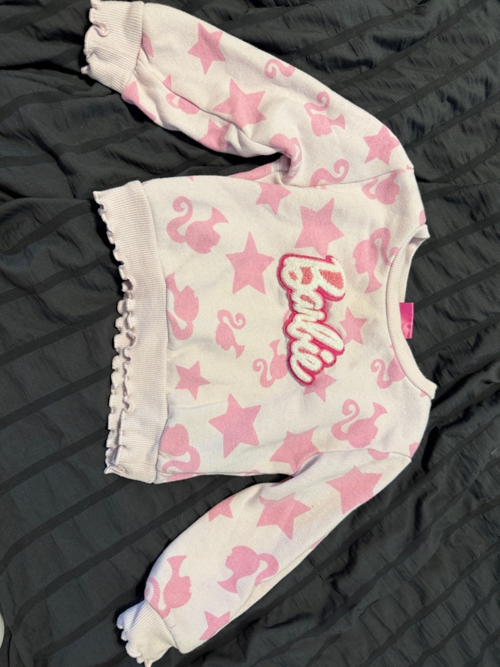 Barbie Pink and White Star & Silhouette Knit Sweater